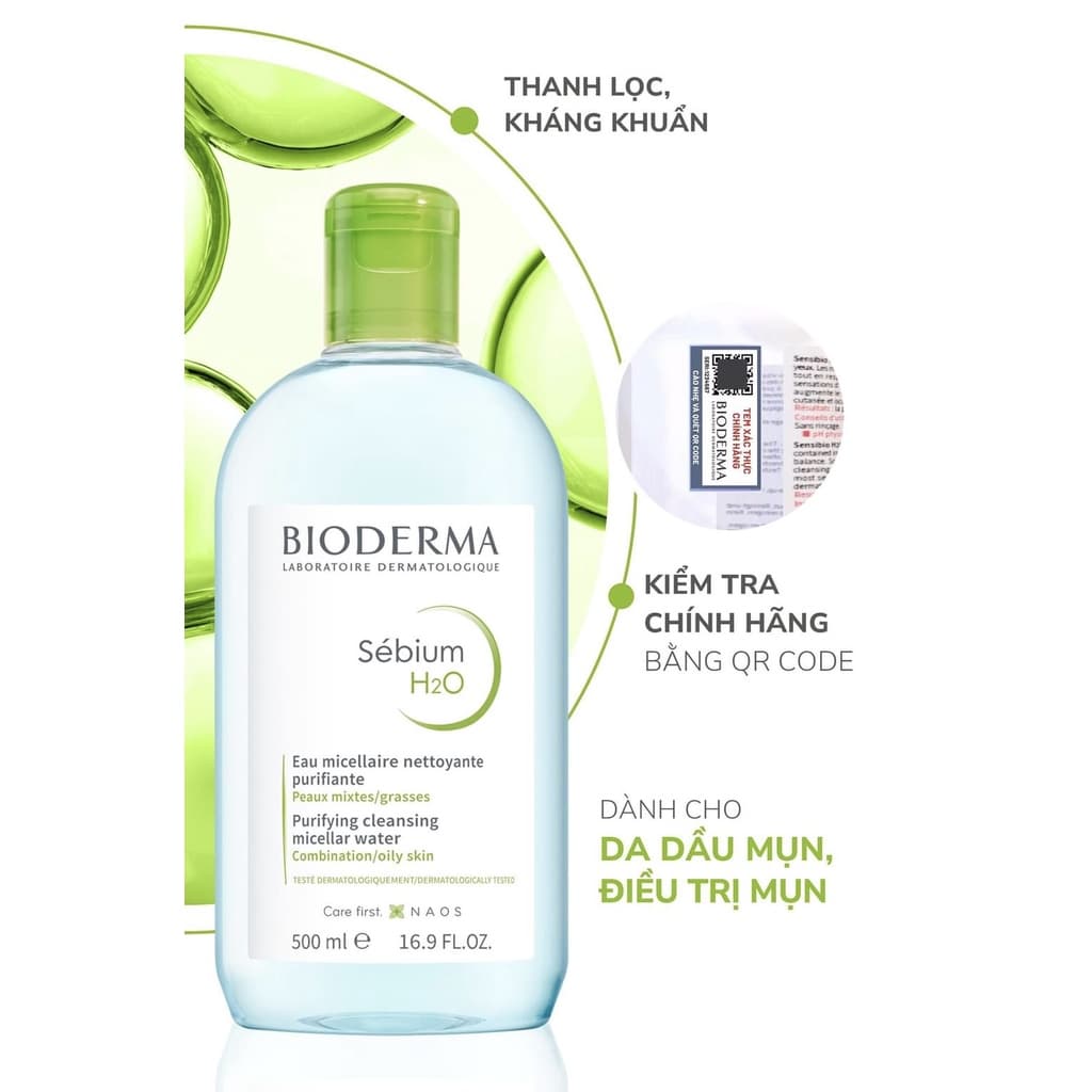 Nước tẩy trang cho da dầu mụn Bioderma Sébium H2O Purifying Cleansing Micellar Water - Thumbnail 2