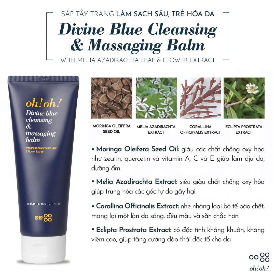 Sáp Tẩy Trang Làm Sạch Sâu, Làm Dịu Da oh!oh! Divine Blue Cleansing & Massaging Balm - Thumbnail 3