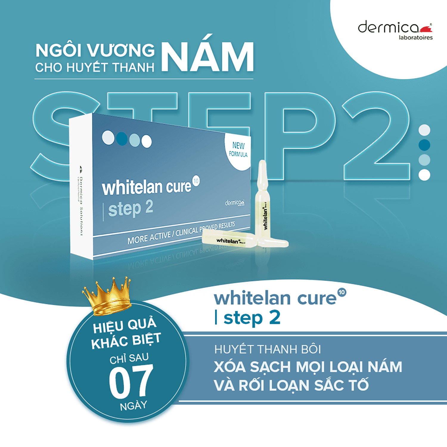 Ampoule mờ Nám DERMICA Whitelan Cure Step 2 làm trắng da, giảm sắc tố - Thumbnail 3