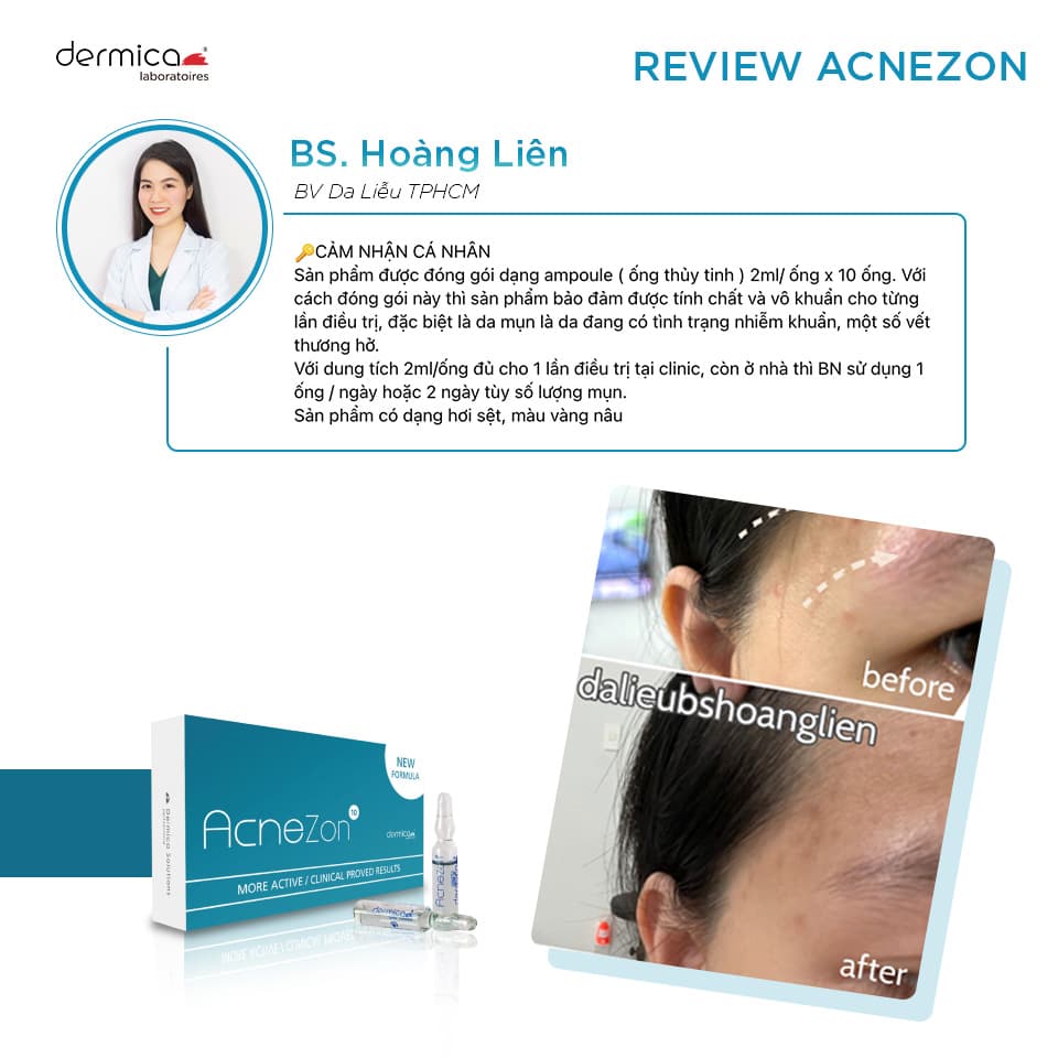 Ampoule xử lý mụn viêm DERMICA AcneZon Ampoule - Khô mụn viêm, mờ thâm - Thumbnail 4