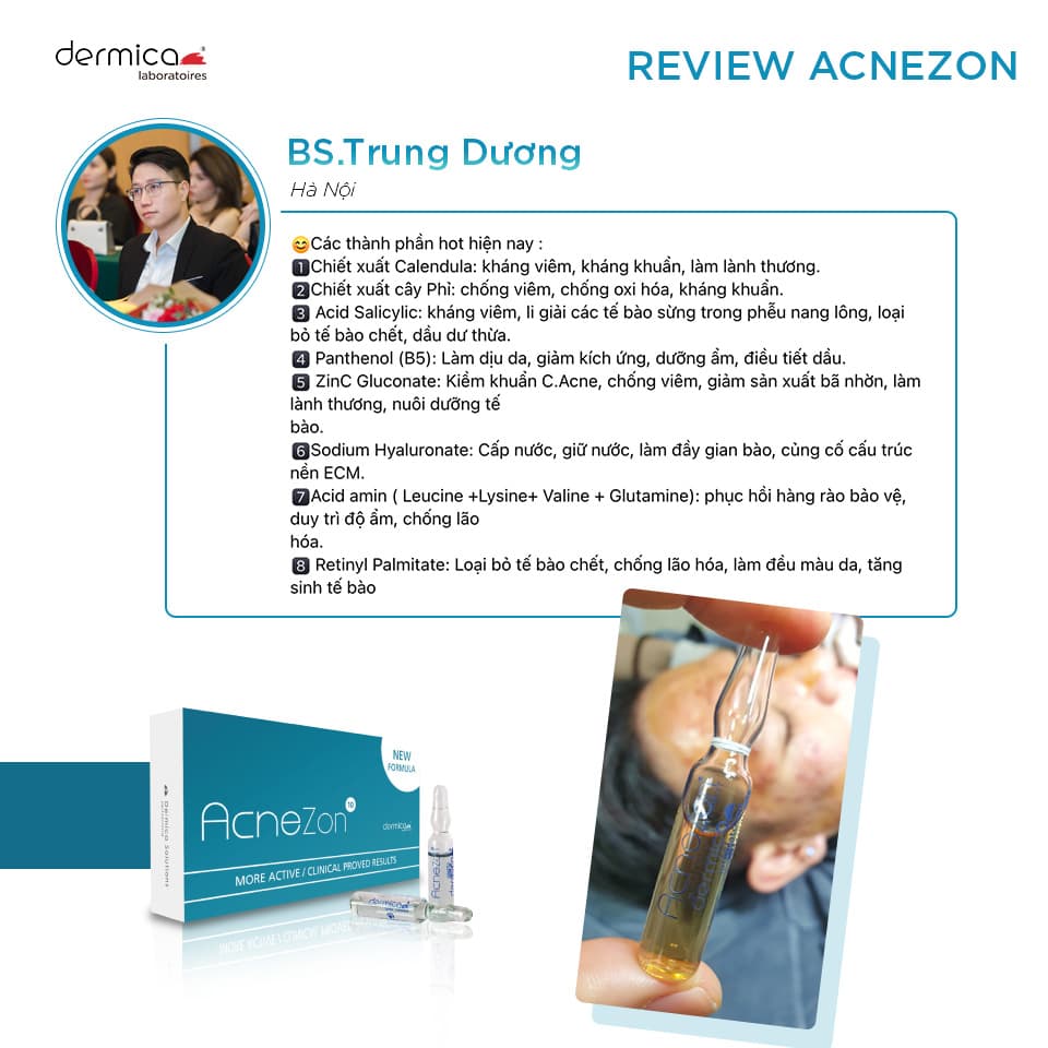 Ampoule xử lý mụn viêm DERMICA AcneZon Ampoule - Khô mụn viêm, mờ thâm - Thumbnail 5